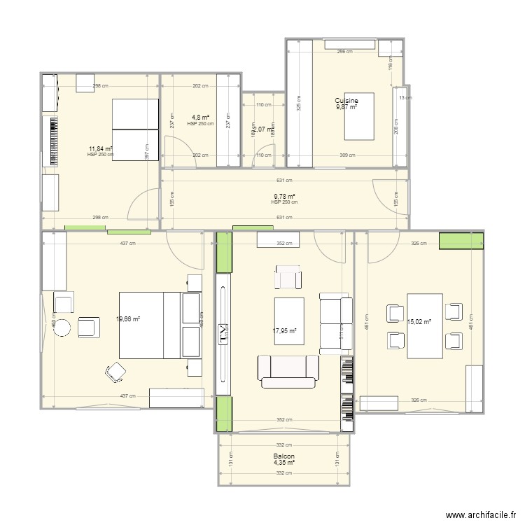 Mafroi2. Plan de 9 pièces et 95 m2