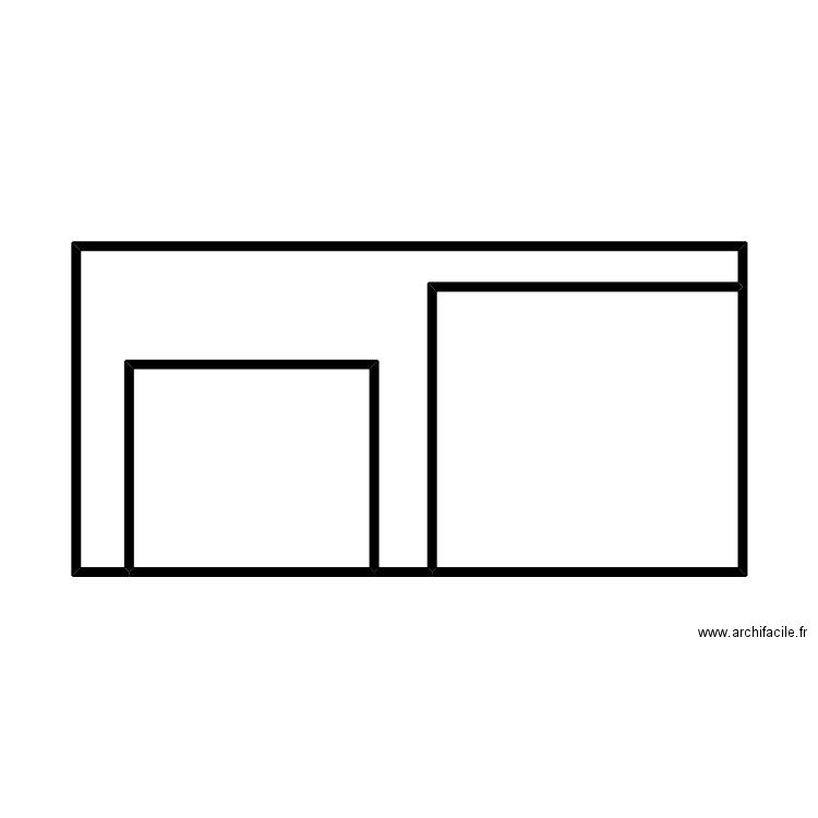 facade Est. Plan de 3 pièces et 35 m2