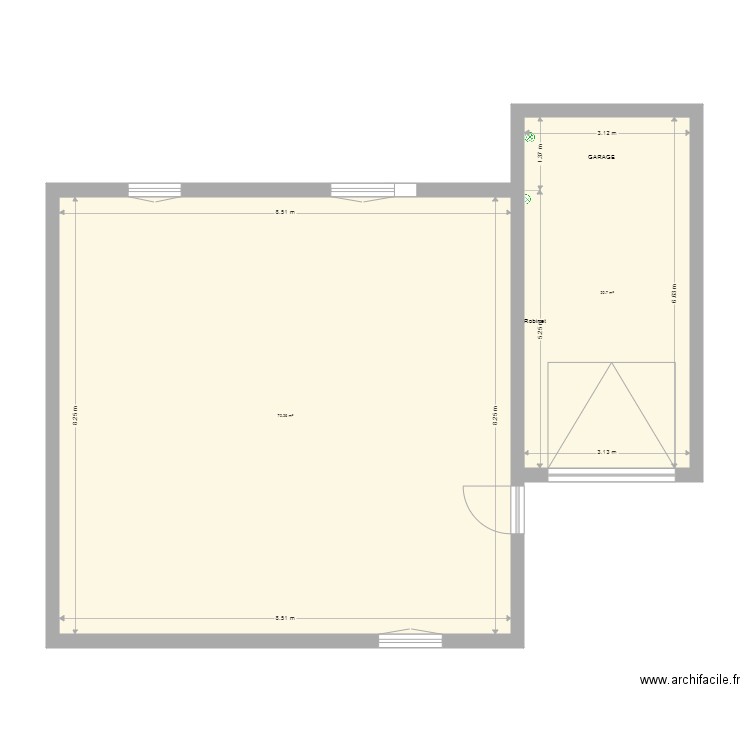 Ensemble 1. Plan de 2 pièces et 91 m2