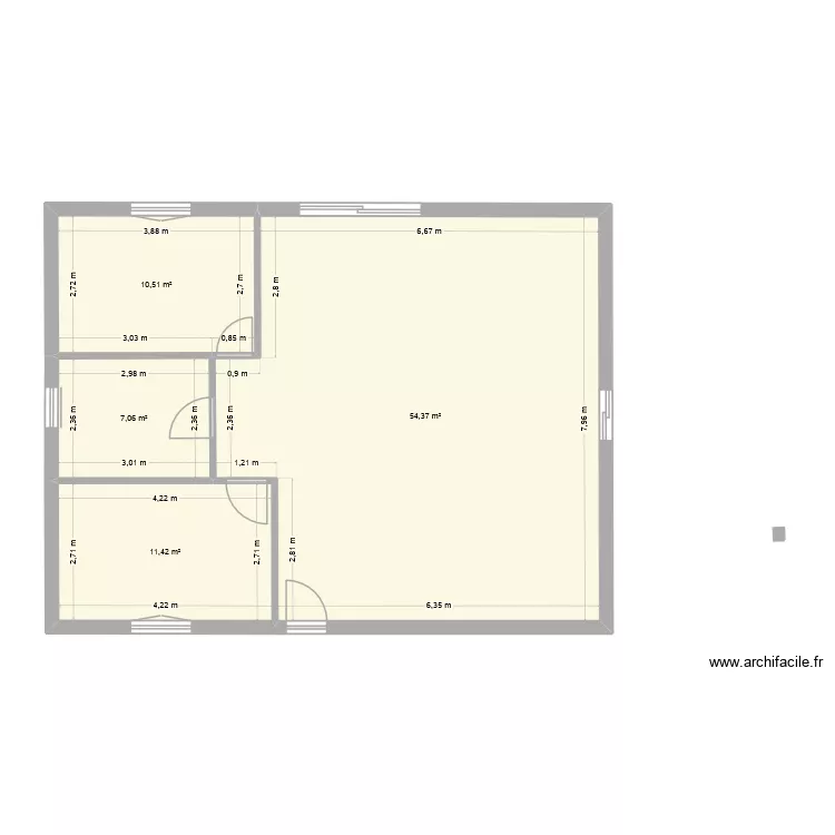 ebauche 1. Plan de 4  et 83 m²