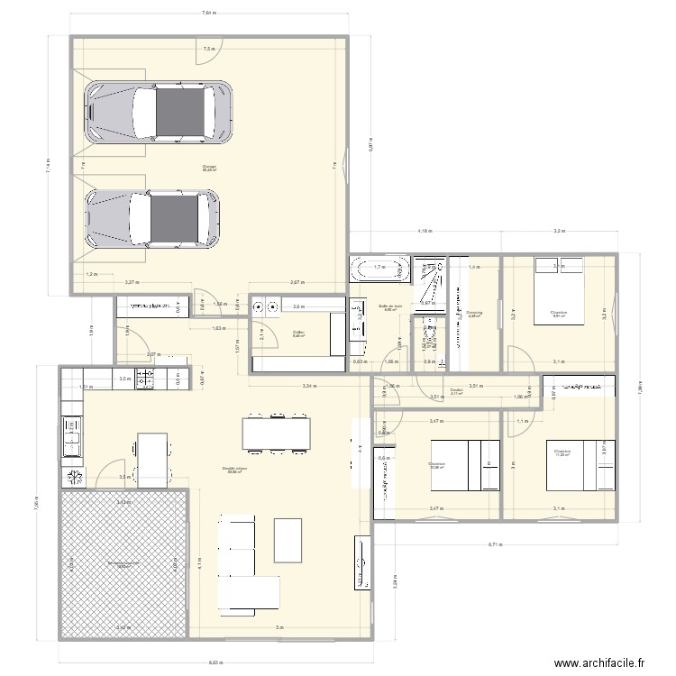 Maison v6. Plan de 11 pièces et 175 m2