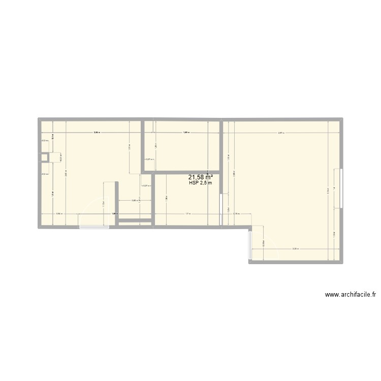 essai 47. Plan de 2 pièces et 22 m2
