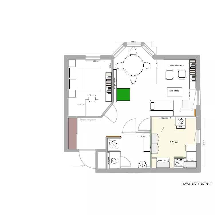 Haie Vignée 21. Plan de 1 pièce et 8 m² Haie Vignée 21. Plan de 1 pièce et 8 m²