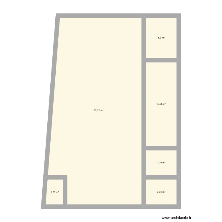 salon de thé. Plan de 6 pièces et 92 m2