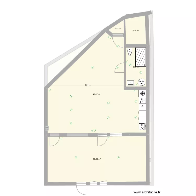 salon de th&eacute;. Plan de 
