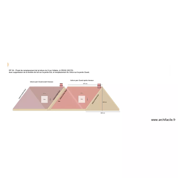fa&ccedil;ade ouest 3D. Plan de 