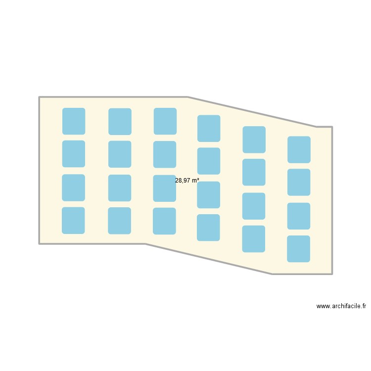 cantine. Plan de 1 pièce et 29 m2