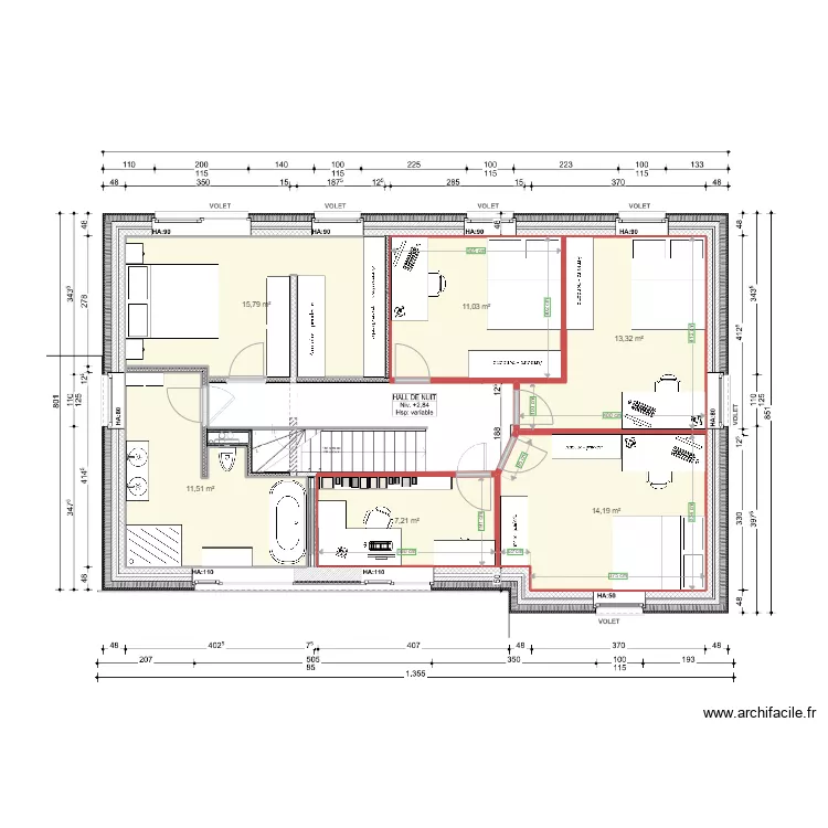 Eclairage Etage. Plan de 