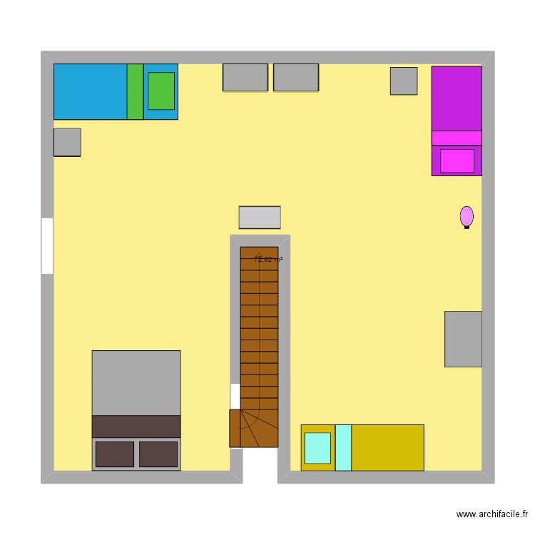 Chambre. Plan de 1 pièce et 73 m2