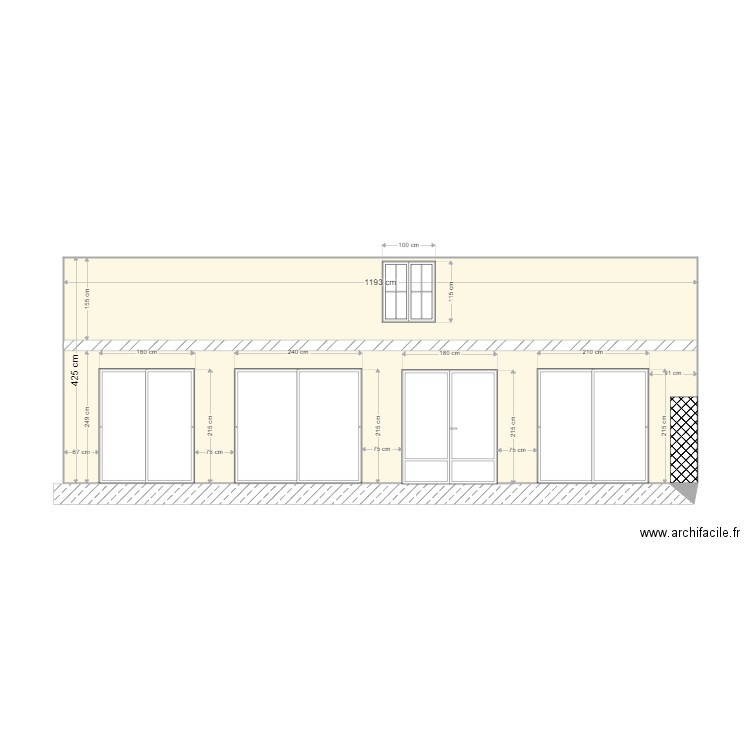 Facade Neuilly. Plan de 2 pièces et 47 m2