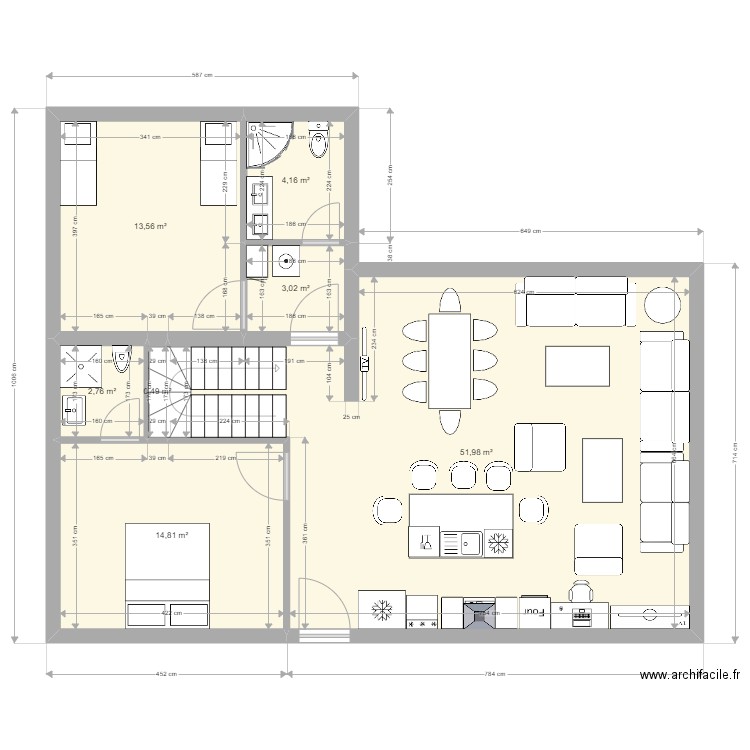 RDC Armend maison 1. Plan de 7 pièces et 91 m2