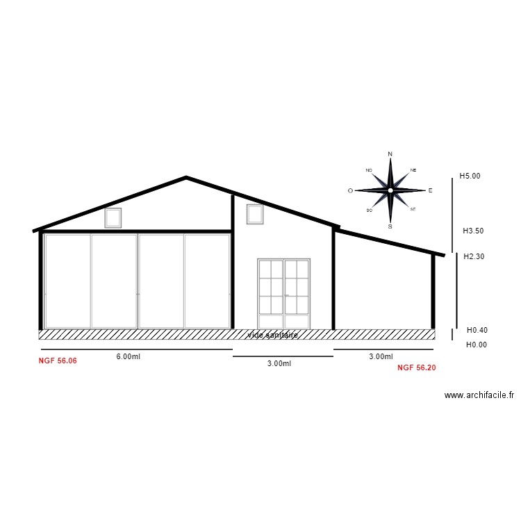 facade SUD                 chalet 32. Plan de 0 pièce et 0 m2