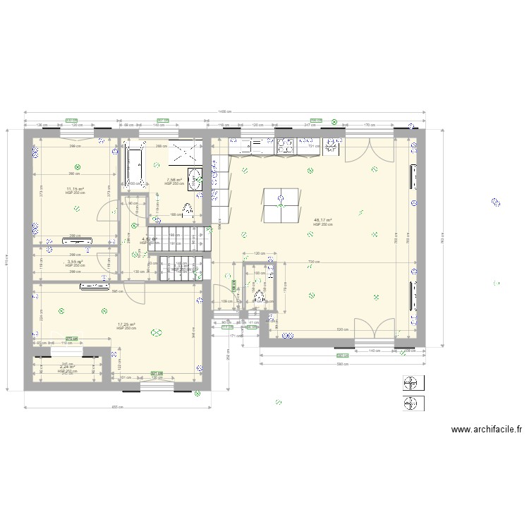 maussane 1 rdc sdbain2 electricite 12clim. Plan de 8 pièces et 96 m2