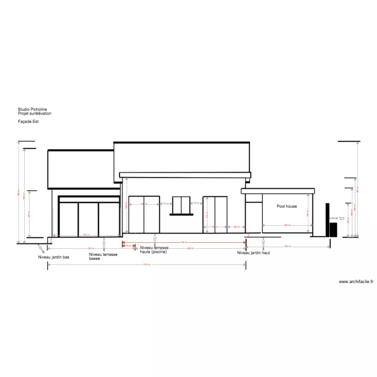 Studio Picholine Projet 02 18 5 Fa&ccedil;ade Est  Pool house. Plan de 