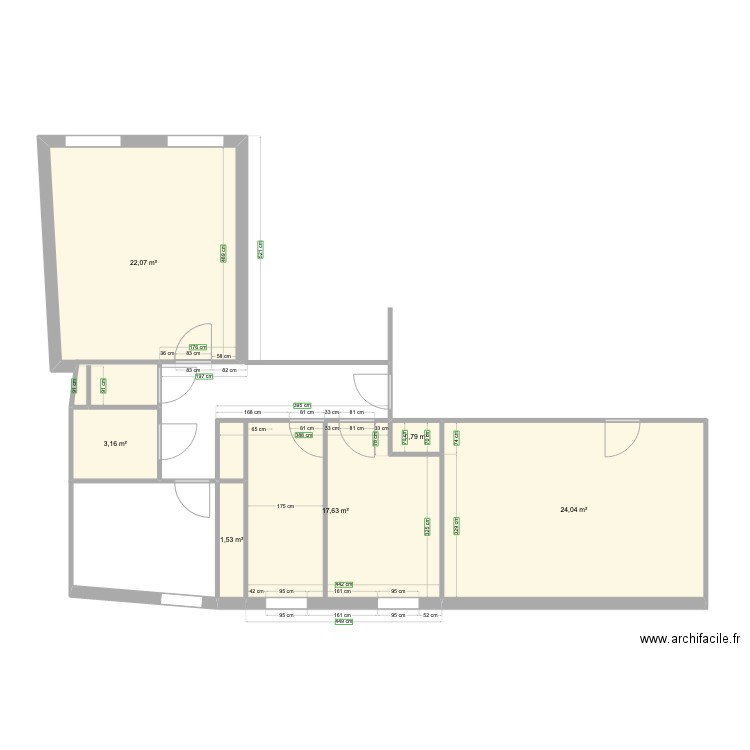 appt. Plan de 6 pièces et 69 m2