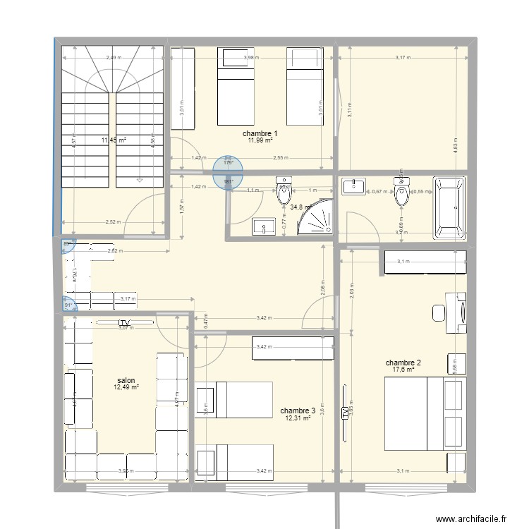 mohcine2. Plan de 6 pièces et 101 m2