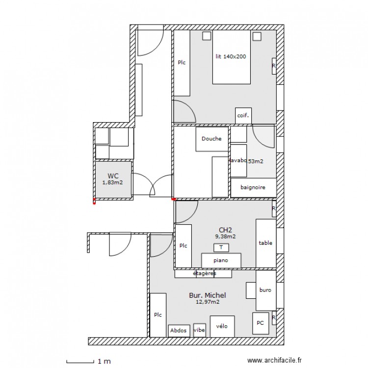 Chambres 09. Plan de 0 pièce et 0 m2