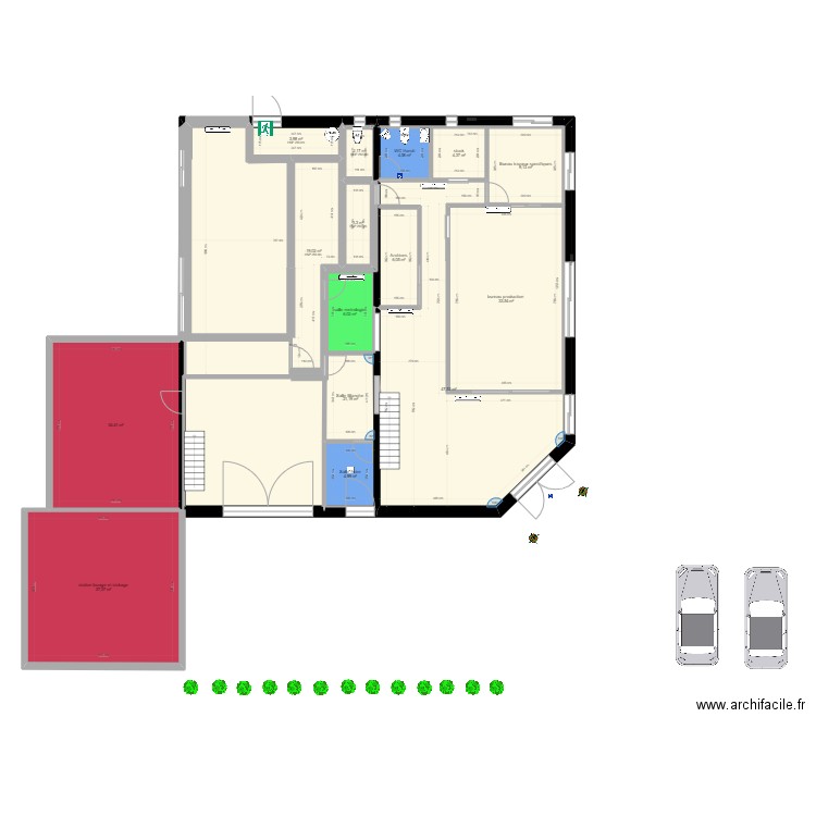 RDC version brut 1. Plan de 15 pièces et 216 m2