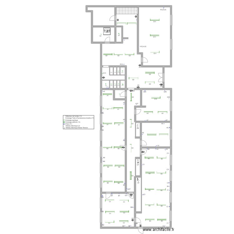 MORIN. Plan de 17 pièces et 167 m2