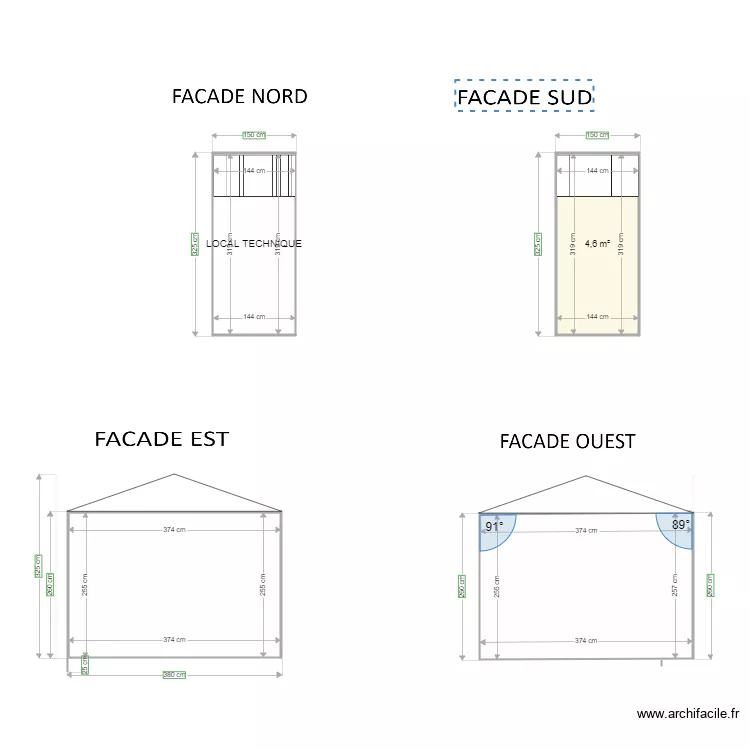 Fa&ccedil;ades local technique. Plan de 