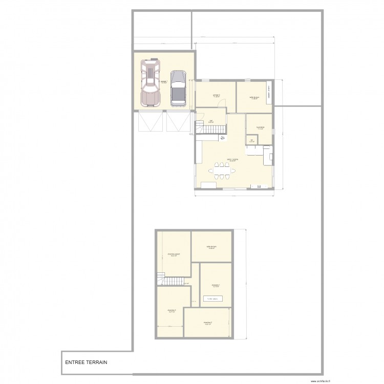 Maison bilieu limite séparative. Plan de 0 pièce et 0 m2