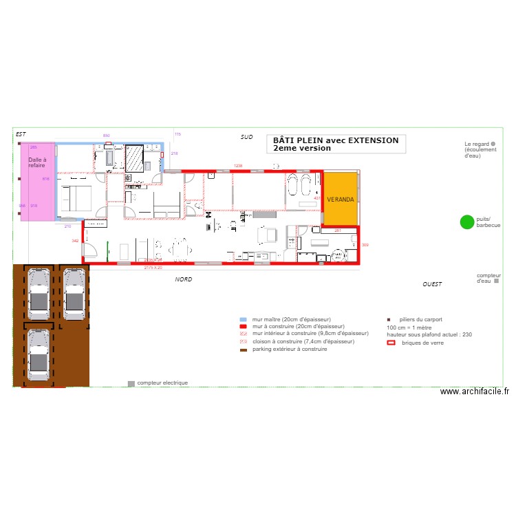 Bâti PLEIN avec extension 2eme version. Plan de 0 pièce et 0 m2