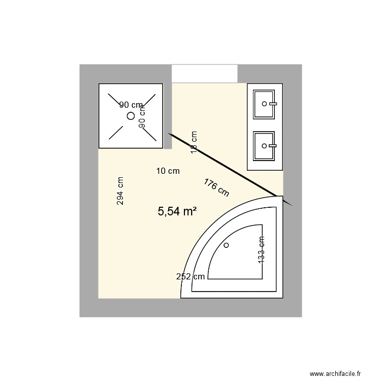 SDB PITRAT. Plan de 2 pièces et 7 m2