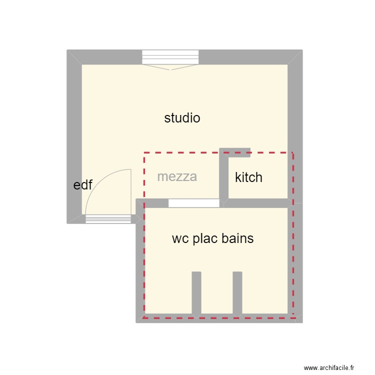 ISTAS. Plan de 2 pièces et 13 m2