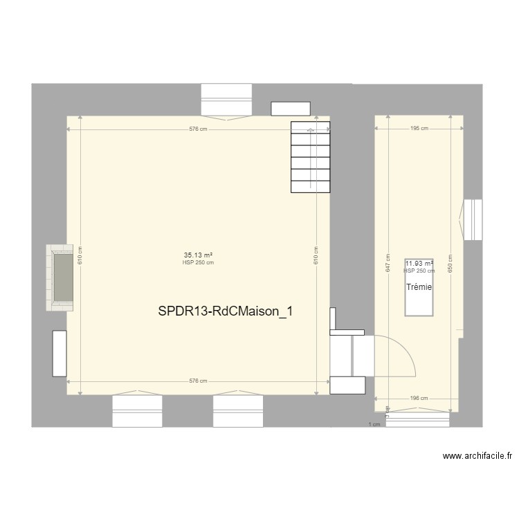 SPDR13-Etage-Maison_1. Plan de 3 pièces et 49 m2
