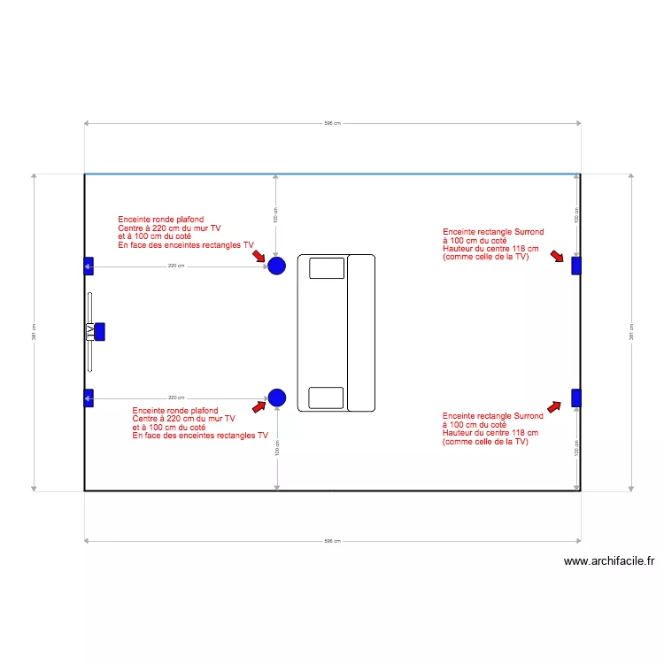 salle detente vu du plafond. Plan de 
