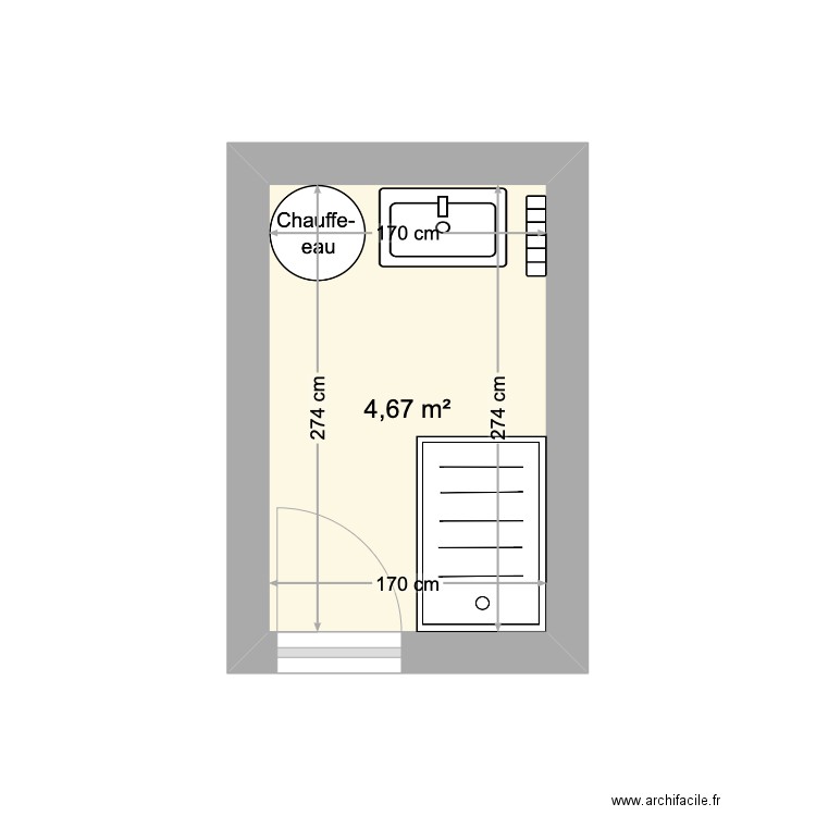 DESMARIS. Plan de 1 pièce et 5 m2