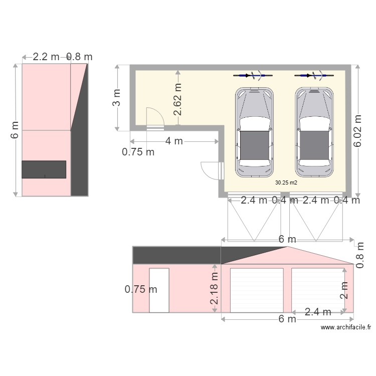 garage double avec extension. Plan de 0 pièce et 0 m2