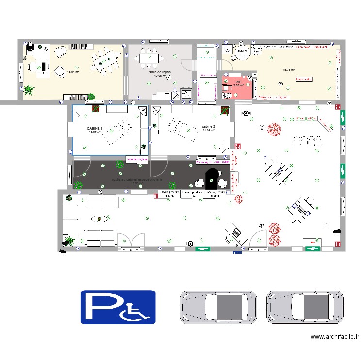 salon de coiffure. Plan de 0 pièce et 0 m2