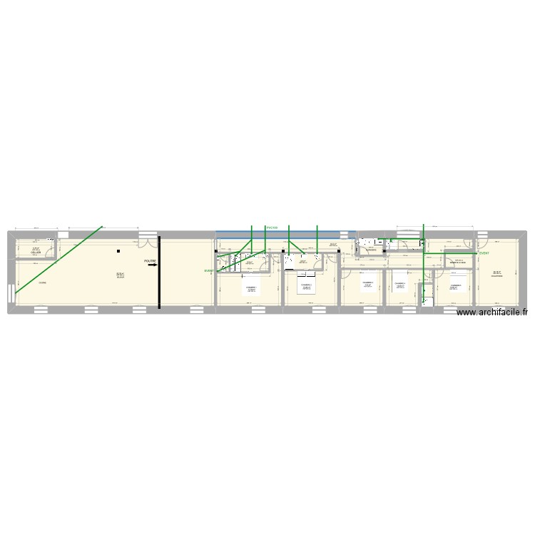 JEAN MARC HOSTEN. Plan de 16 pièces et 240 m2