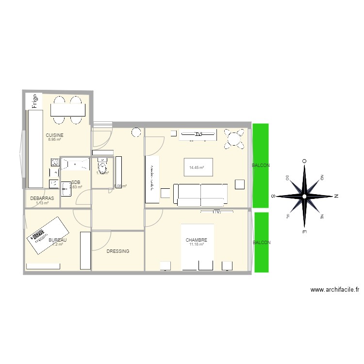 plan appartement 62m2