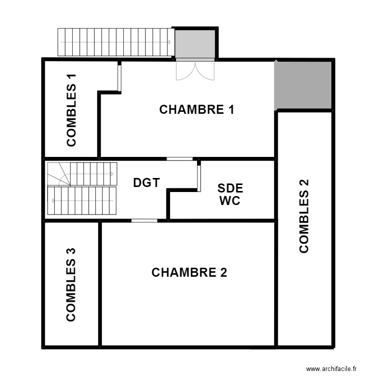 GARNIER 1ER. Plan de 5 pièces et 67 m2