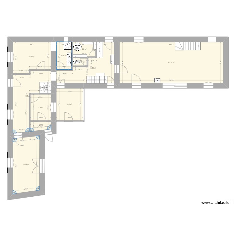 Saint-Léon Ambroise Croizat - Création grande entrée SdB réduite. Plan de 11 pièces et 118 m2