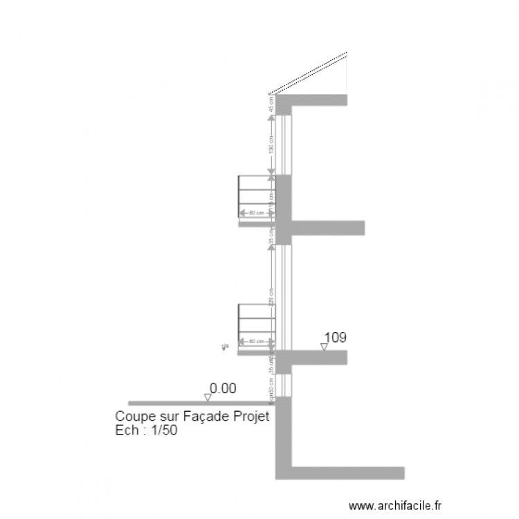 Coupe sur facade Projet. Plan de 0 pièce et 0 m2