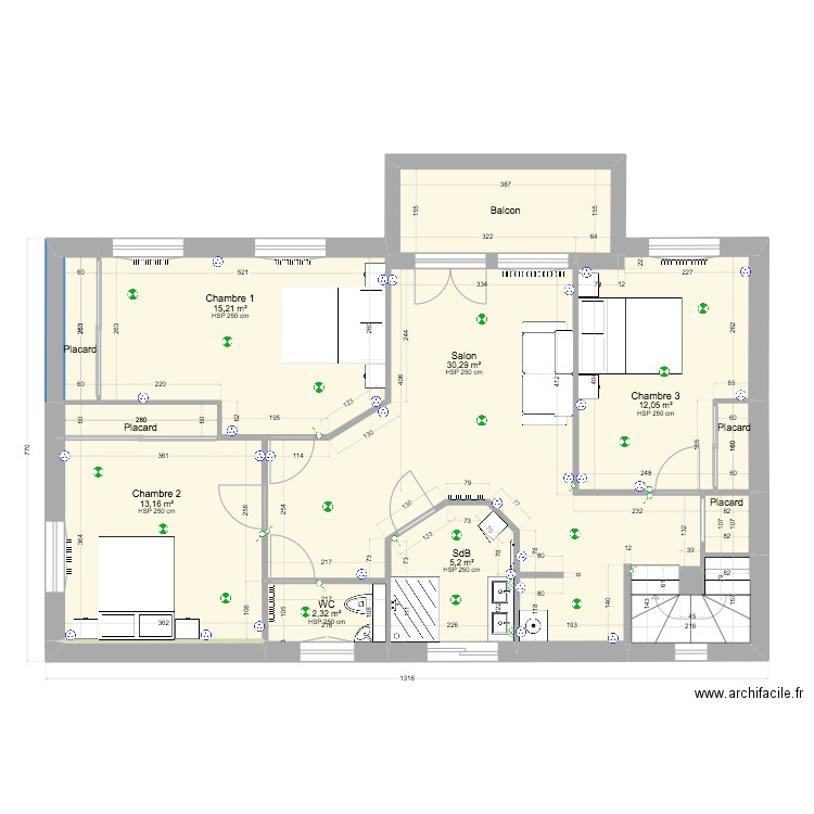 Cotations 1er étage Projet 9. Plan de 0 pièce et 0 m2