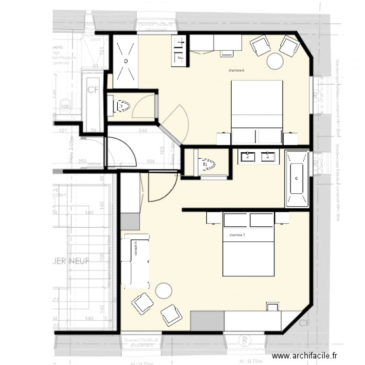 Chambre 6 et 7 Lisa Paunovitch E. Plan de 0 pièce et 0 m2