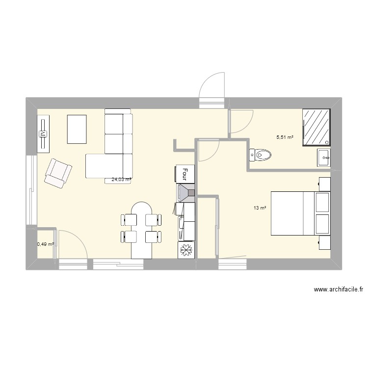 essai jms 19. Plan de 4 pièces et 43 m2