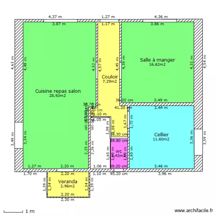 Habitation principale actuelle. Plan de 