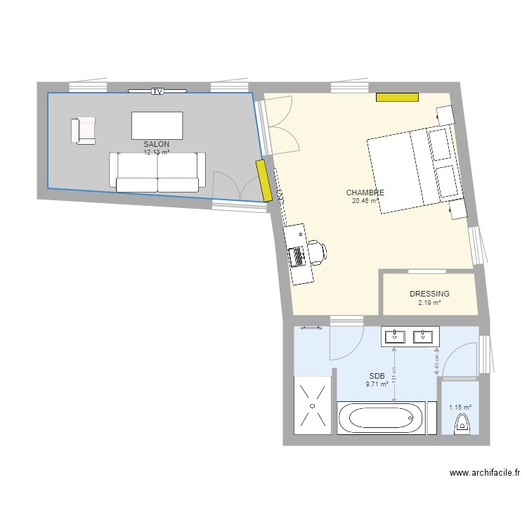 Chambre Ovidiu Petit Salon VF. Plan de 0 pièce et 0 m2