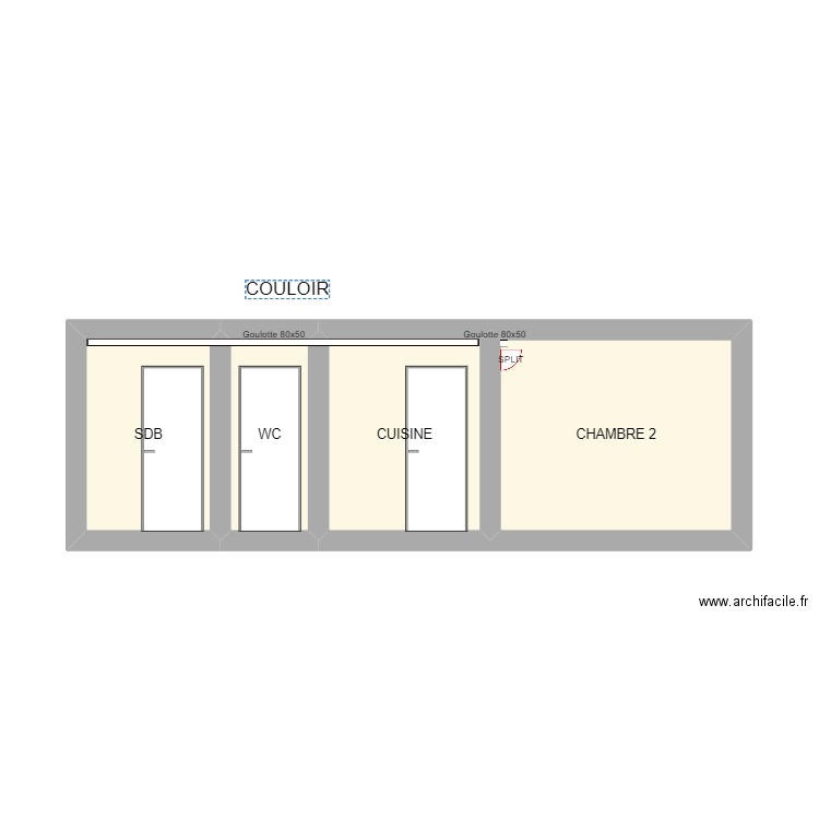 MANTEAU COULOIR. Plan de 4 pièces et 19 m2