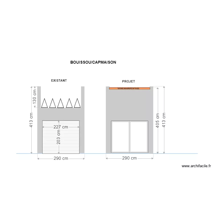 BOUISSOU (fa&ccedil;ades). Plan de 
