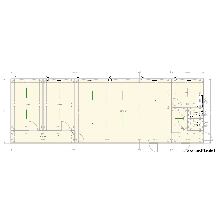 crèche le Berceau. Plan de 8 pièces et 105 m2