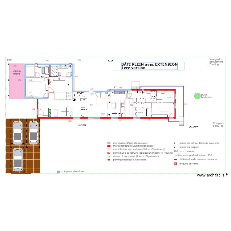 BÂTI PLEIN avec extension 1ere version. Plan de 0 pièce et 0 m2