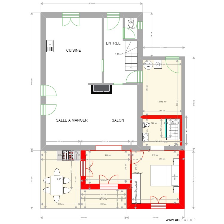 CASTEX MAISON COTE rev 7. Plan de 7 pièces et 95 m2