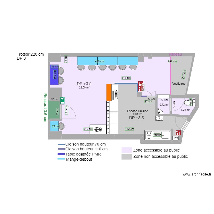 LE KIMBAP APRES TRAVAUX. Plan de 12 pièces et 40 m2