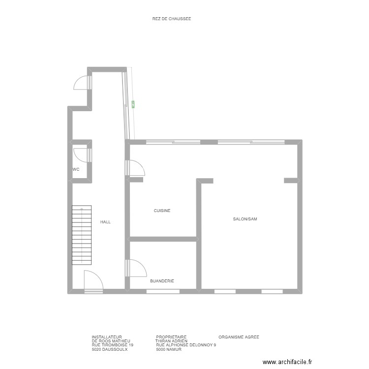 REZ LA PLANTE. Plan de 3 pièces et 82 m2